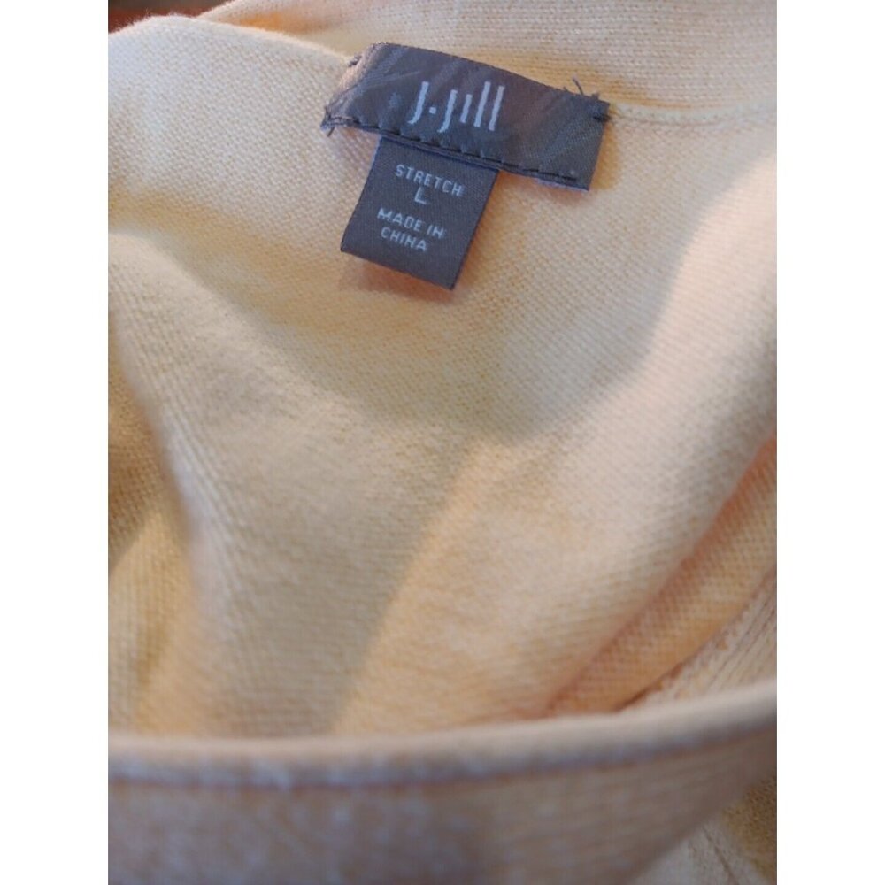 J Jill Cardigan Sweater Womens Size L Yellow Button Up Scoop Neck Knit Pockets‎ - Picture 10 of 10